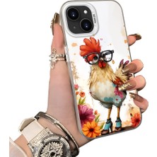 HONTINGA iPhone 13 Mini ile Uyumlu Kılıf Silikon Kenar Sert Arka Kamera Koruyucu Basitlik Anti Düşme Kamera Sevgili Çift Kılıf Tavuk Desen Couple Telefon Kılıfı K1-1801