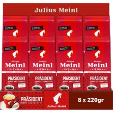 TeknoKapsül Julius Meinl President Blend Öğütülmüş Filtre Kahve, 220 Gram x 8 Adet