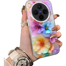 HONTINGA Vivo X300 ile Uyumlu Kılıf Silikon Kenar Sert Arka Kamera Koruyucu Basitlik Anti Düşme Kamera Sevgili Çift Kılıf Çiçekli Desen Couple Telefon Kılıfı K1-1798