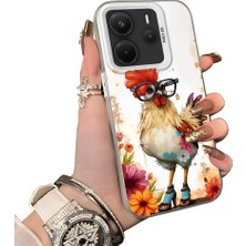 HONTINGA Xiaomi Redmi Note 14 ile Uyumlu Kılıf Silikon Kenar Sert Arka Kamera Koruyucu Basitlik Anti Düşme Kamera Sevgili Çift Kılıf Tavuk Desen Couple Telefon Kılıfı K1-1801
