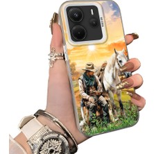 HONTINGA Xiaomi Redmi Note 14 ile Uyumlu Kılıf Silikon Kenar Sert Arka Kamera Koruyucu Basitlik Anti Düşme Kamera Sevgili Çift Kılıf At Desen Couple Telefon Kılıfı K1-1800