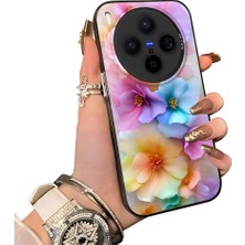 HONTINGA Vivo X300 ile Uyumlu Kılıf Silikon Kenar Sert Arka Kamera Koruyucu Basitlik Anti Düşme Kamera Sevgili Çift Kılıf Çiçekli Desen Couple Telefon Kılıfı K1-1798