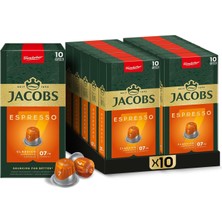 TeknoKapsül Jacobs - Espresso 7 Classico - Orta Yoğunluk - Dengeli ve Meyvemsi - Espresso Kapsülleri - 10 Alüminyum Kapsül x 10 Adet