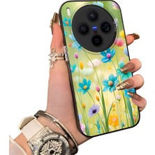 HONTINGA Vivo X300 ile Uyumlu Kılıf Silikon Kenar Sert Arka Kamera Koruyucu Basitlik Anti Düşme Kamera Sevgili Çift Kılıf Çiçekli Desen Couple Telefon Kılıfı K1-1799