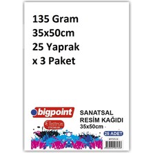 Bigpoint Sanatsal Resim Kağıdı 135 Gram 35X50CM - 25 Yaprak x 3 Paket