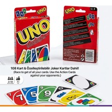 Uno Renk ve Sayı Eşleştirme Kart Oyunu - Kişiselleştirilebilir Özel Tasarım Joker Kartlı (108 Kart)