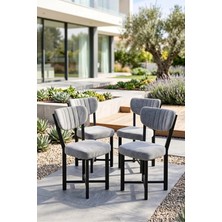 TeknoKapsül Sandalye 4 Adet Baby Face Kumaş Metal Ayak Modern Mutfak Sandalyesi Cafe Balkon Ofis Elma