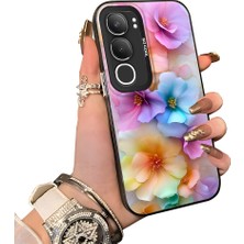 HONTINGA Vivo Y19S ile Uyumlu Kılıf Silikon Kenar Sert Arka Kamera Koruyucu Basitlik Anti Düşme Kamera Sevgili Çift Kılıf Çiçekli Desen Couple Telefon Kılıfı K1-1798