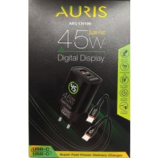 Belirtilmemiş Aurıs ARS-CH100 45W Dijital Ekranlı Süper Hızlı Turbo Şarj Usb-C Type-C
