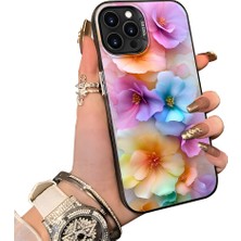 HONTINGA iPhone 14 Pro ile Uyumlu Kılıf Silikon Kenar Sert Arka Kamera Koruyucu Basitlik Anti Düşme Kamera Sevgili Çift Kılıf Çiçekli Desen Couple Telefon Kılıfı K1-1798