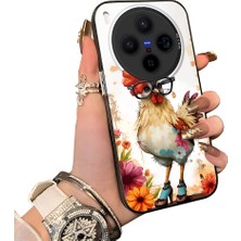 HONTINGA Vivo X300 ile Uyumlu Kılıf Silikon Kenar Sert Arka Kamera Koruyucu Basitlik Anti Düşme Kamera Sevgili Çift Kılıf Tavuk Desen Couple Telefon Kılıfı K1-1801