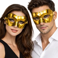 TeknoKapsül Metalize Parlak Parti Maskesi Altın Gold Renk 16X7 cm