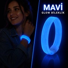 TeknoKapsül Mavi Kalın Glow Bileklik – Kırılarak Yanan Parti ve Festival Bilekliği