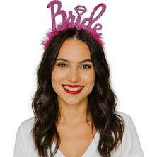 TeknoKapsül Fuşya Renk Bekarlığa Veda Italik Yazı Alyanslı Bride Taç