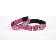 TeknoKapsül Çivi Desenli Köpek Tasması 2,5*60 cm Mor