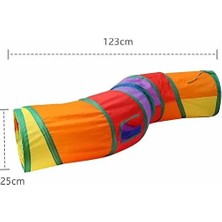 TeknoKapsül Gökkuşağı Desenli S Model Kedi Oyun Tüneli, Katlanabilir 125 cm