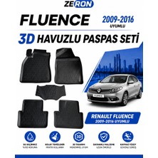 Zeron Renault Fluance 2009-2016 3D Havuzlu Paspas Seti Su Geçirmez Kaymaz Siyah 5 Parça