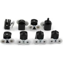 Candan 8'li Siyah Cam Duşakabin Tekerleği Çiftli Takım 8'li Parça 22 mm