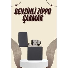 TeknoKapsül Çakmak Parlak Siyah Benzinli Çakmak Cep Boy Doldurulabilir