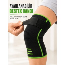 TeknoKapsül Ayarlanabilir Bantlı Spor Dizlik Nefes Alabilen Esnek Diz Destekleyici Siyah Yeşil