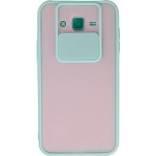 TeknoKapsül Newface Samsung Galaxy J7 Kılıf Palm Buzlu Kamera Sürgülü Silikon - Turkuaz