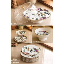Pinkev Flora 10 Parça Seramik Meyvelikli Pasta Sunum Tabağı Kombin Set - KUP101F
