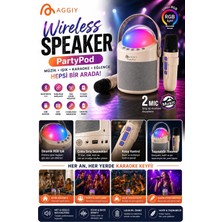 TeknoKapsül Partypod Bluetooth 5.3 Destekli Çok Fonksiyonlu Kablosuz Mikrofon ve Hoparlör