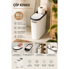 Porsima M-325 Kapaklı Çöp Kutusu 10LT Beyaz Plastik Banyo ve Mutfak İçin Pratik Çöp Kovası
