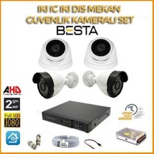 TeknoKapsül 2 Mp 1080P 2 Iç Mekan 2 Dış Mekan 4 Kameralı Ahd Güvenlik Seti