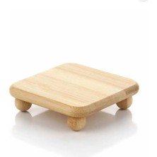 Elfnur Kare Bambu Mini Sunumluk | Doğal Ahşap Dekoratif Servis ve Sunum Tahtası 11X 11CM