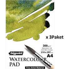 Bigpoint Suluboya Blok 300 Gram A4 - 25 Yaprak (Watercolour Pad) x 3 Adet