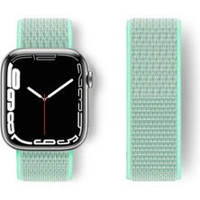 TeknoKapsül Apple Watch 42MM Hasırlı Cırtcırtlı Kordon - Turkuaz