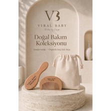 VIRAL BABY Organik Keçi Kılı Bebek Fırçası & Şimşir Tarak Seti – %100 Doğal Kıl, Yenidoğan Hassas Bakım