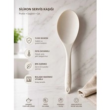Elfnur 30 cm Isıya Dayanıklı Yanmaz Yapışmaz Sert Uçlu Büyük Silikon Yemek Kaşığı