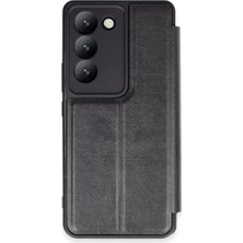 TeknoKapsül Newface Vivo V30 Lite 4g Kılıf Flip Cover - Siyah