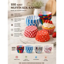 Elfnur 100 Adet Muffin Cupcake Kağıdı, Renkli Kağıt Muffin Kek Kalıbı Desenli