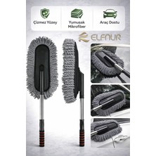 Elfnur Mikrofiber Teleskopik Saplı Araba Yıkama Temizlik Fırçası – Iz Bırakmaz, Çizmez Toz Alma ve Yıkama