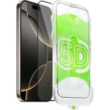 iPhone 13/13 PRO/14/16E/17E Premium Takma Aparatlı Kolay Uygulama Tam Ekran Kırılmaz Cam Ekran Koruyucu