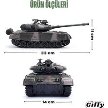 TeknoKapsül Oyuncak Şarjlı Uzaktan Kumandalı Rc Tank 33 cm 360° Döner Gövde ve Namlu Işıklı Sesli Atış Efektli