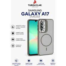 Premium Samsung Galaxy A17 Uyumlu M-Safe Manyetik Kılıf – Magsafe Uyumlu, Kamera Korumalı, Şeffaf Mat Darbe Koruyucu Telefon Kılıfı, Gri