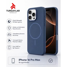 Premium iPhone 16 Pro Max Uyumlu M-Safe Manyetik Silikon Kılıf – Yumuşak Dokulu, Kamera Korumalı, Darbe Emici Telefon Kılıfı, Lacivert