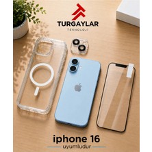 iPhone 16 Uyumlu 3'lü Koruma Seti – Şeffaf Magsafe Kılıf + Kırılmaz Cam Ekran Koruyucu + Kamera Lens Koruyucu