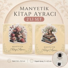 Tişört Kodu Vintage Çiçekli Manyetik Kitap Ayracı – 2’li Set