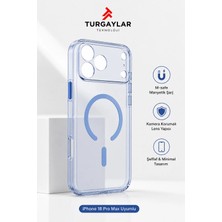 Premium iPhone 17 Pro Max / 18 Pro Max Uyumlu - Açık Mavi M-Safe Manyetik Şeffaf Kılıf – Kamera Lens Korumalı Darbe Emici Ince Tasarım