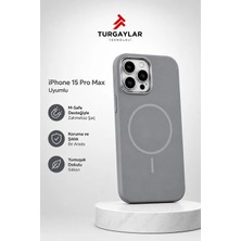 Premium iPhone 15 Pro Max Uyumlu M-Safe Manyetik Silikon Kılıf – Yumuşak Dokulu, Kamera Korumalı, Darbe Emici Telefon Kılıfı, Antrasit