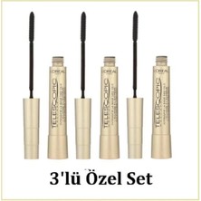 L'Oréal Paris Loreal Telescopic Gold Uzun Görünüm Veren Siyah 3'lü Maskara Seti