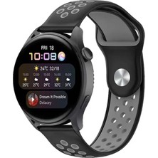 TeknoKapsül Watch 20MM Spor Delikli Kordon - Siyah-Gri