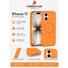Premium iPhone 17 Uyumlu M-Safe Magsafe Manyetik Silikon Kılıf – Yumuşak Dokulu, Kamera Korumalı, Darbe Emici Telefon Kılıfı, Turuncu
