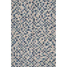 Rugzella Aspen Lacivert Mavi Krem Modern Mozaik Puantiye Desenli Yıkanabilir Halı
