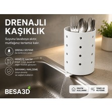 Besa 3D Süzgeçli Kaşıklık – Lavaboya Su Tahliyeli Mutfak Gereçleri Düzenleyici